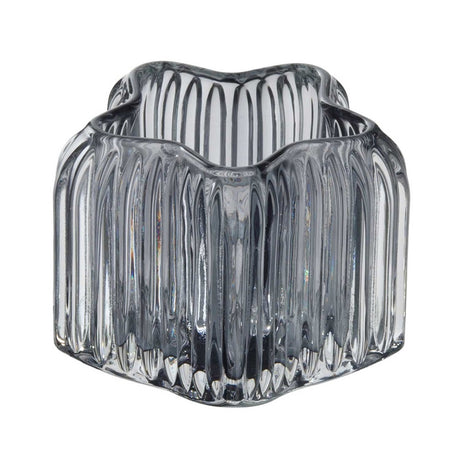 Light grey glass Christmas star candle holder, elegant decor for festive celebrations, perfect for tealight or votive candles.