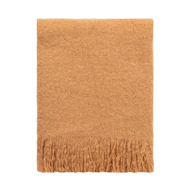 Soft, stylish camel throw blanket (130 x 170 cm) for warmth, elegance, and easy care from Smartfox NZ.