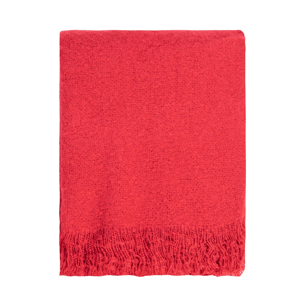 Vibrant chilli pepper red throw, 130x170 cm, crafted from soft, warm acrylic for stylish comfort and easy care.