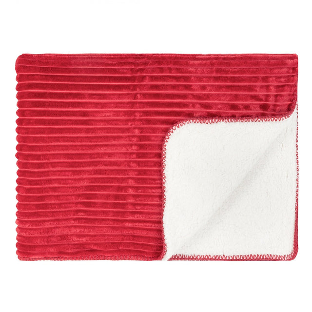 Vibrant Chilli Pepper Red Cord Sherpa Stitch Throw, soft polyester, 130x170 cm, adds warmth and texture to any decor.