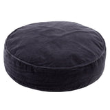 Elegant black onyx round cushion in plush cotton velvet, perfect for stylish decor and comfort.