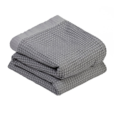 Vintage charcoal waffle blanket with border, 190x220cm, perfect for cozying up and enhancing home decor.