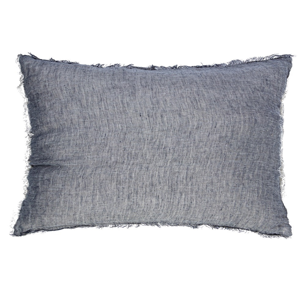 Kent Linen Standard Pillowcase in indigo and linen, 50x75cm, featuring luxurious Belgian linen and cotton blend for durability.