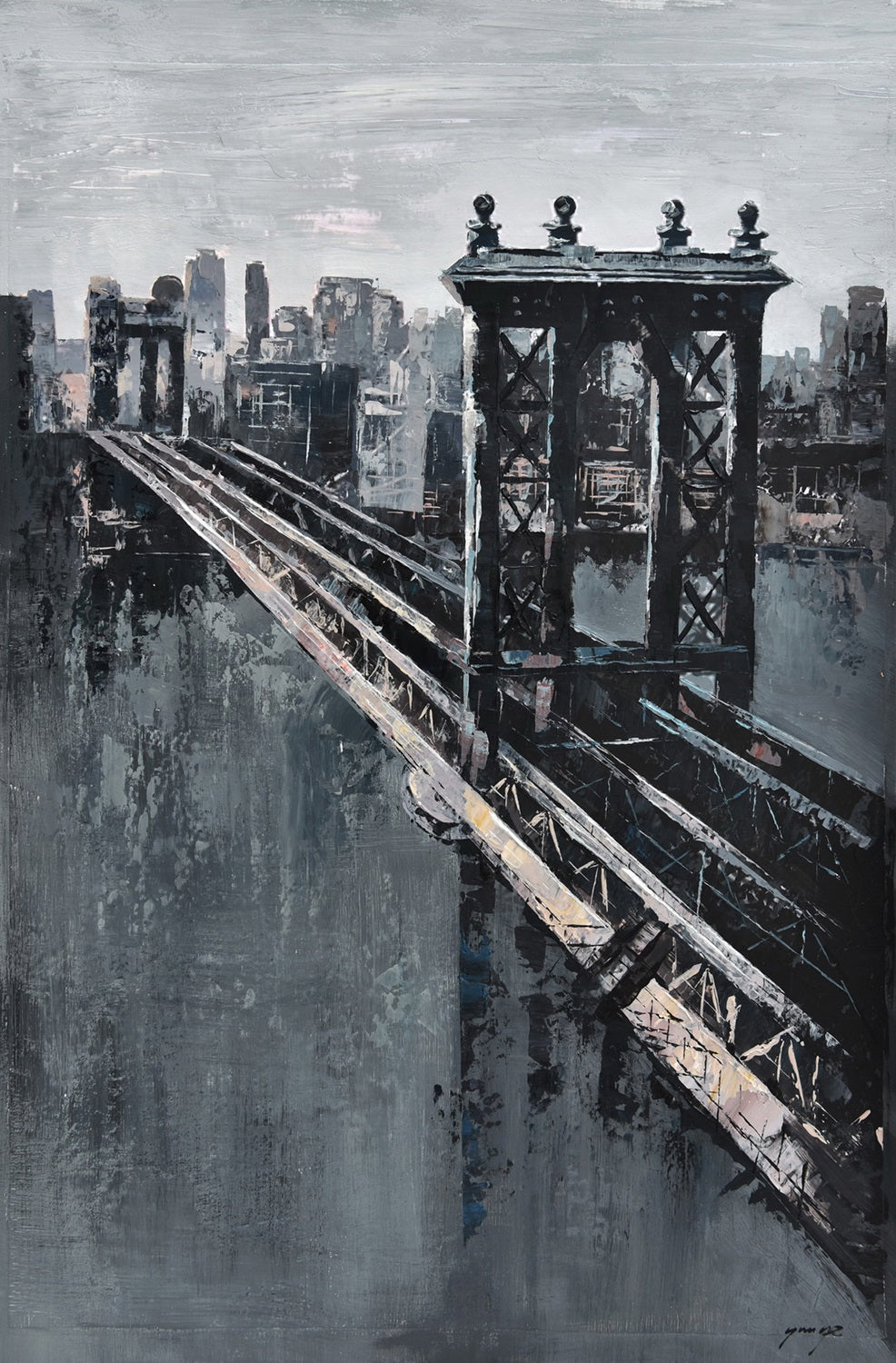 Oil Painting - City Bridge Oil Painting 1200 X 800mm