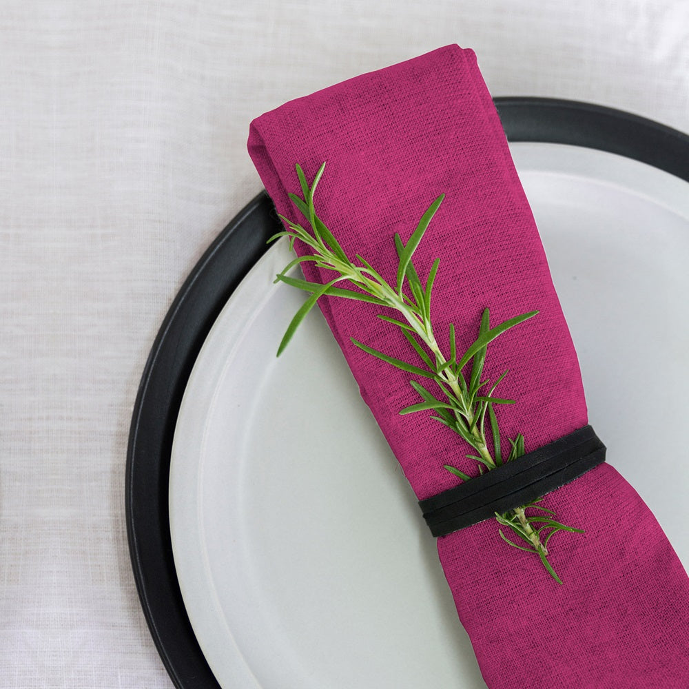 Vibrant Raspberry linen napkin set of 4, perfect for enhancing any dining experience. Made from 100% linen, 50 x 50cm.