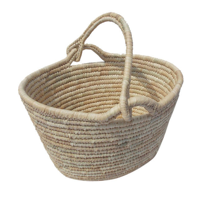 Natural Kans grass oval shopping basket, eco-friendly and stylish, perfect for groceries, picnics, or home storage.