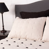 Luxurious black quilt with playful pom poms, 260 x 240 cm, crafted from cotton/linen blend for comfort and style.