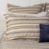 Queen Duvet Cover - Rockwell Cover with blue and natural stripes, crafted from linen and cotton for style and comfort.