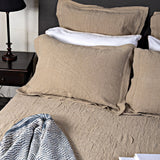 Softly stitched natural linen king quilt, 260 x 240cm, providing stylish comfort and warmth for any bedroom.