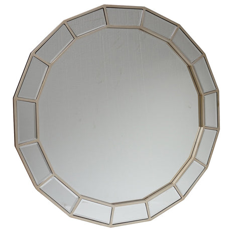 Beveled champagne wall mirror, 810x810 mm, adds elegance and depth to any room's decor.