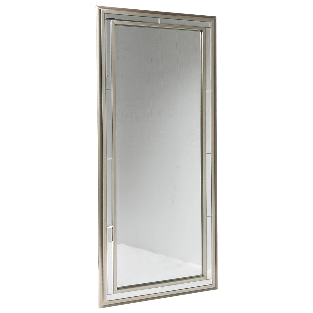 Elegant champagne-finished beveled dress mirror, 1470 X 610MM, perfect for adding luxury and functionality to any space.