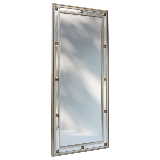 Beveled Centre Mirrored Segment Dress Mirror in Champagne, 1470 X 610MM, perfect for adding elegance to any room.