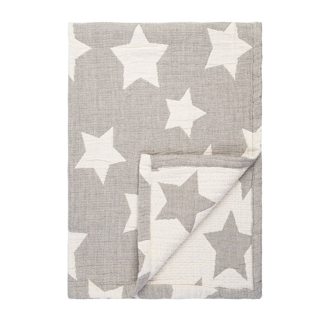 Stellar Bassinet Blanket in grey/ecru, 80x100cm, made from GOTS certified organic cotton for ultimate baby comfort.