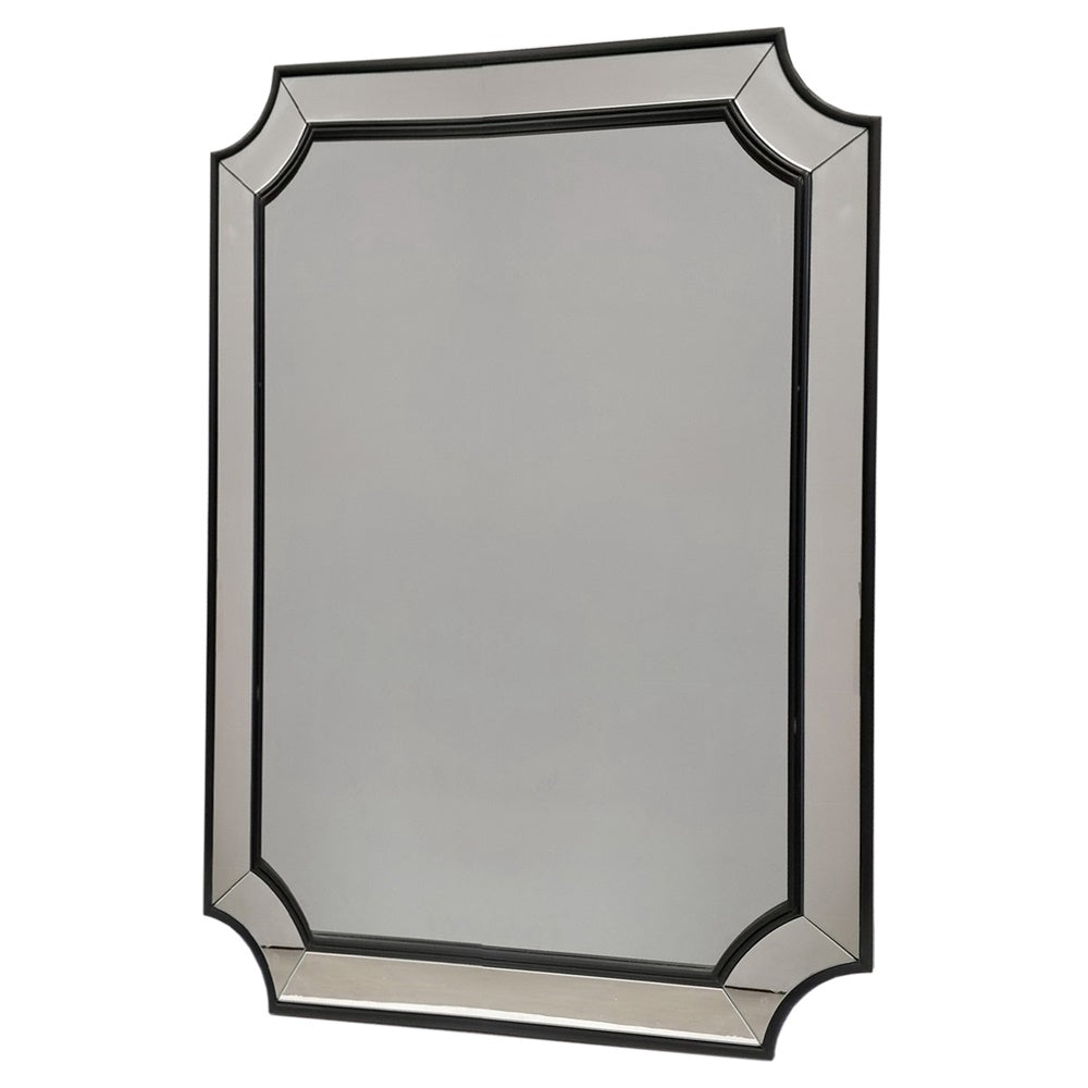 Sleek Matt Black Theodore Bevelled Mirror, 1000x680mm, ideal for modern decor and enhancing light in any room.