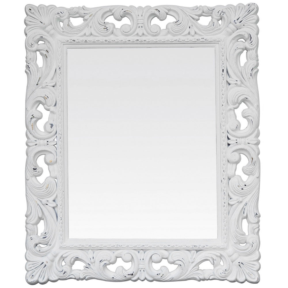 Antique white Sabina Bevelled Mirror, 1305x1090mm, with elegant bevelled edges, perfect for enhancing any interior decor.