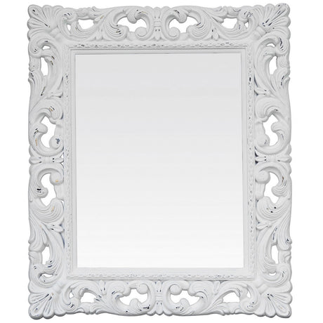 Antique white Sabina Bevelled Mirror, 1305x1090mm, with elegant bevelled edges, perfect for enhancing any interior decor.