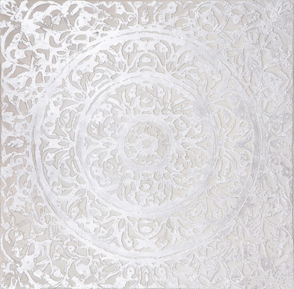 Hand-painted lace canvas artwork on thick canvas, ready to hang, size 1000x1000mm. Perfect for home decor.
