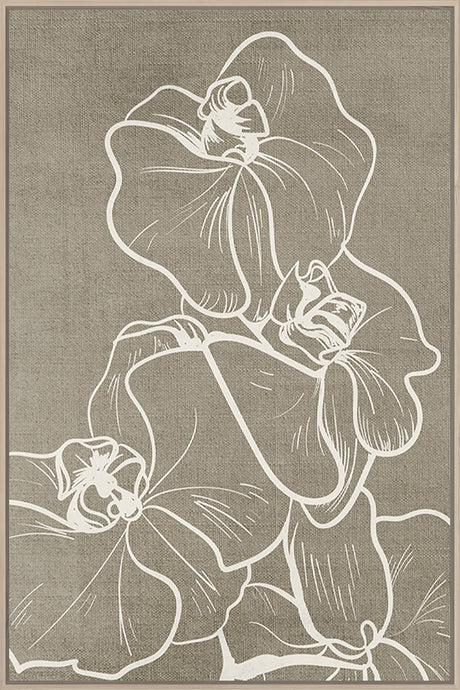 Framed canvas art featuring vintage floral design, 630 x 930mm, with a natural frame for elegant home decor.