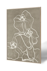 Framed canvas art featuring vintage floral design, natural frame, and dimensions of 630 x 930mm, perfect for home decor.