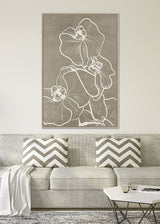 Framed canvas art featuring vintage floral design, measuring 630 x 930mm, adds charm to any living space.