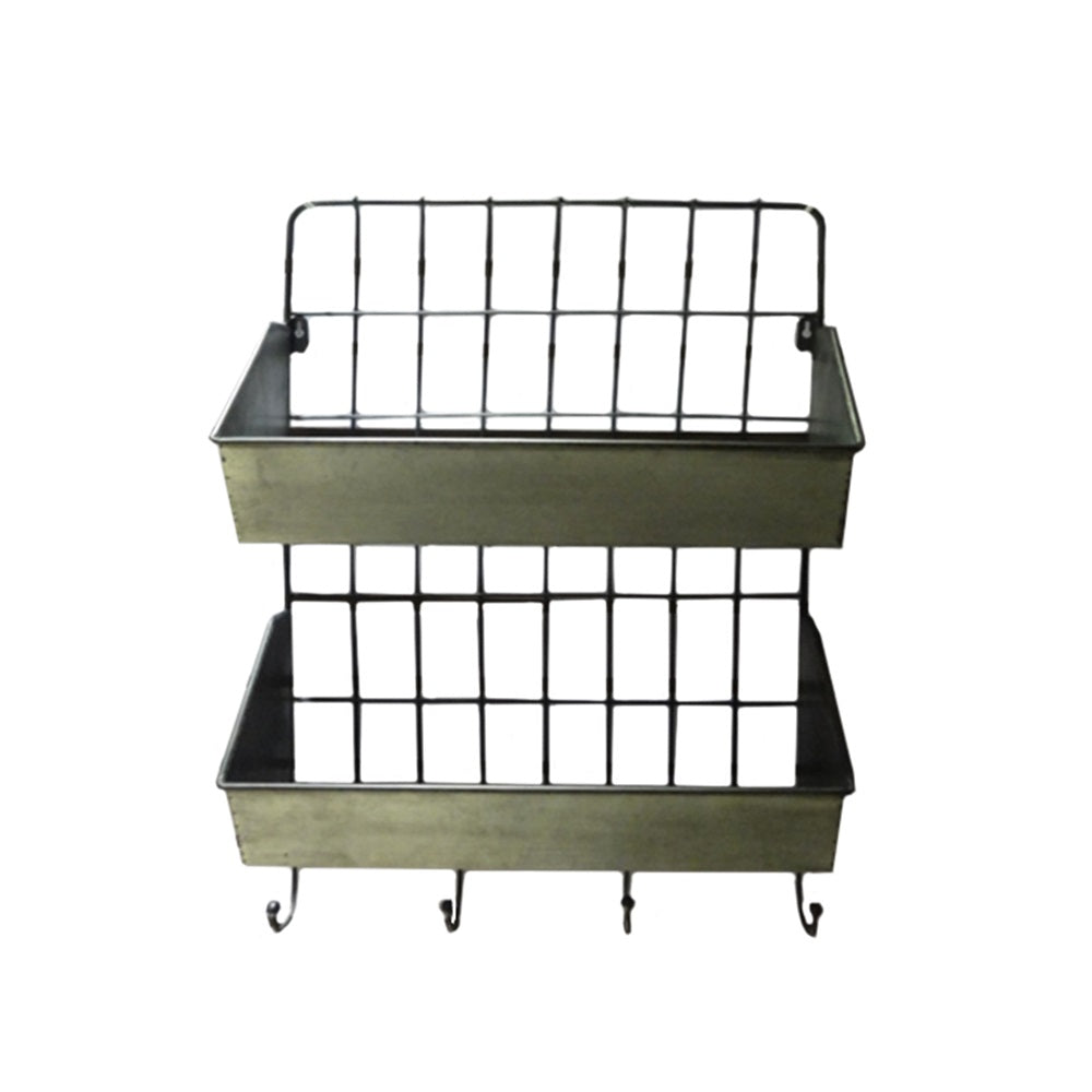 Metal wall shelf caddy, 47x14.5x68.5 cm, ideal for extra storage in bathroom, laundry, or kitchen.