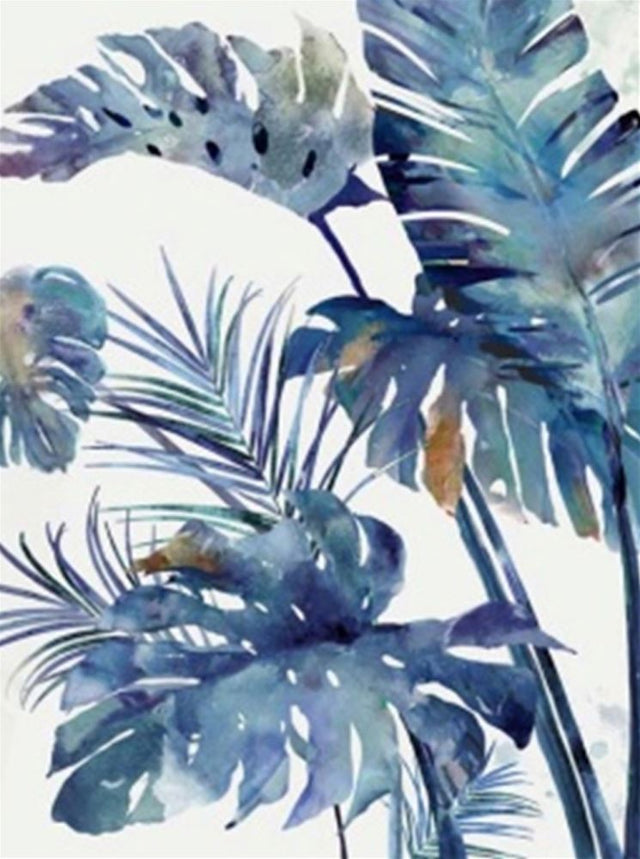 Canvas painting featuring vibrant tropical blue hues, measuring 800 x 600mm, perfect for adding color and character to any space.