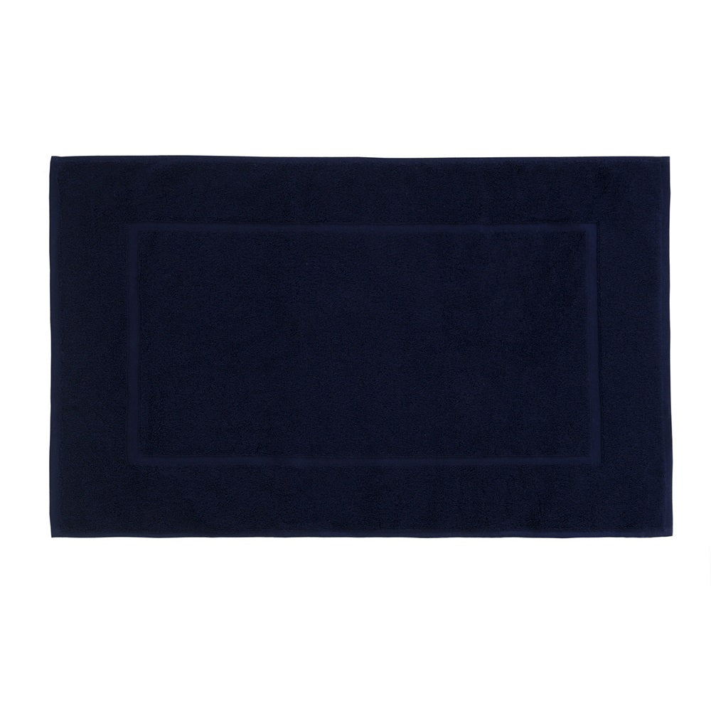 Luxurious navy bath mat made from 100% Egyptian cotton, measuring 500x800mm, from Linens & More's Selene range.