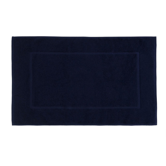 Luxurious navy bath mat made from 100% Egyptian cotton, measuring 500x800mm, from Linens & More's Selene range.