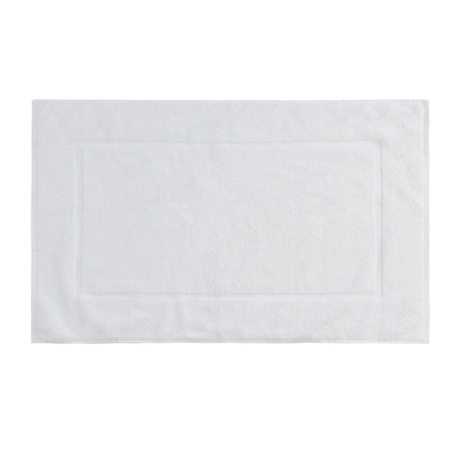 Luxury white bath mat made of 100% Egyptian cotton, offering plush comfort and quality in a 500 x 800mm size.