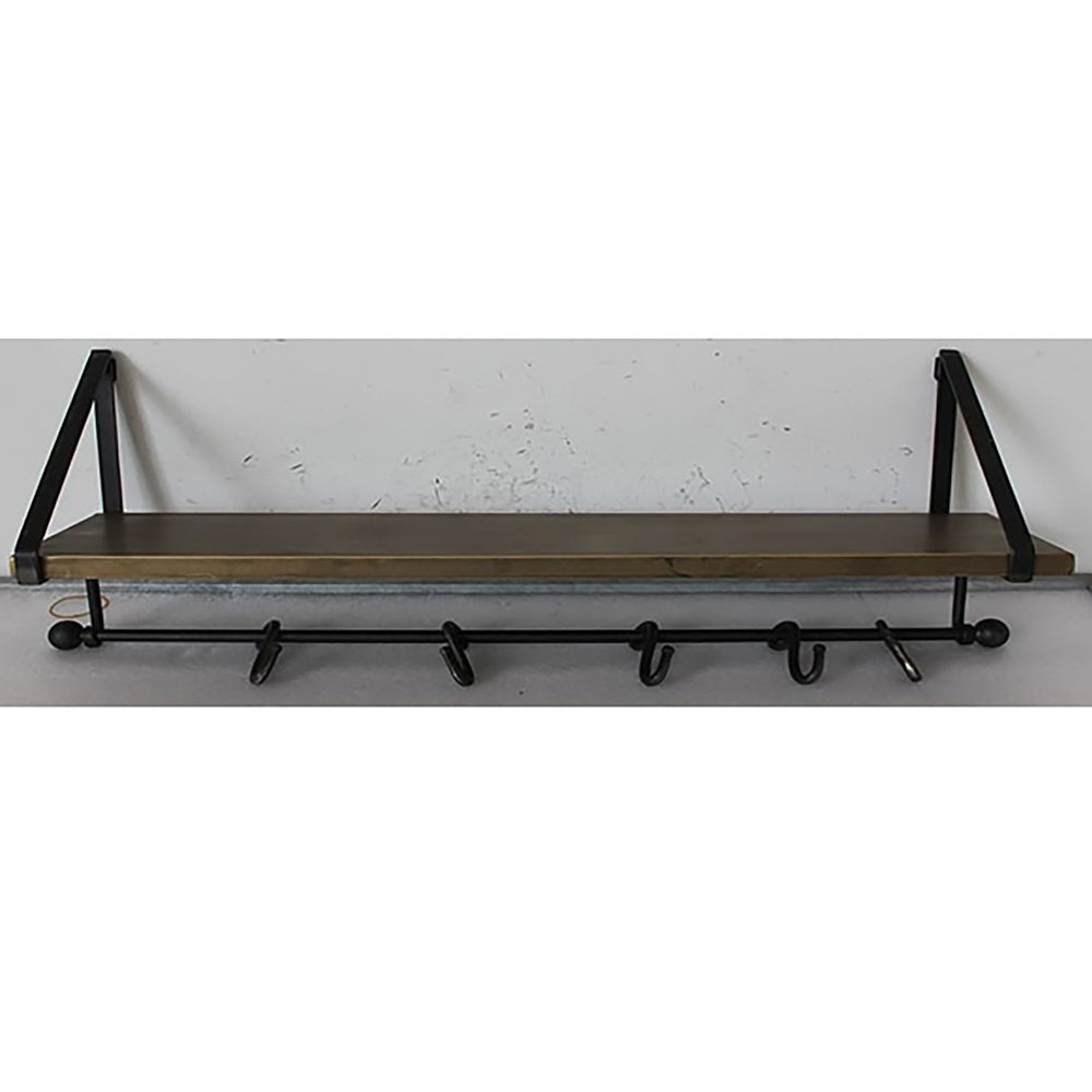 Stylish metal shelf with hooks for added storage in living areas, bathrooms, and bedrooms, measuring 800 X 195 X 310MM.