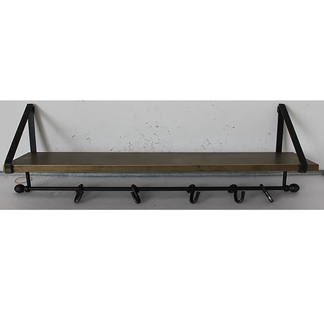 Stylish metal shelf with hooks for added storage in living areas, bathrooms, and bedrooms, measuring 800 X 195 X 310MM.