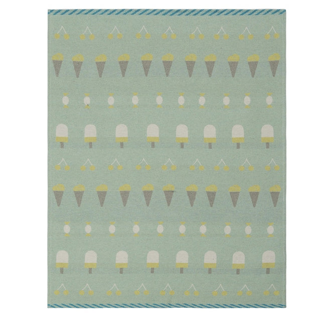 Stylish blue ice cream-themed baby blanket by David Fussenegger, measuring 70 x 90cm.