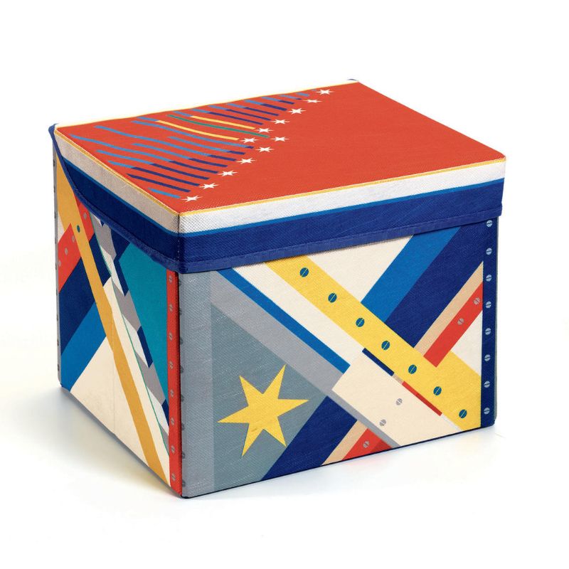 Colorful rocket-shaped toy box for kids, perfect for organizing toys while sparking creativity and imagination.