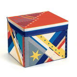 Colorful rocket-shaped toy box for kids, perfect for organizing toys while sparking creativity and imagination.