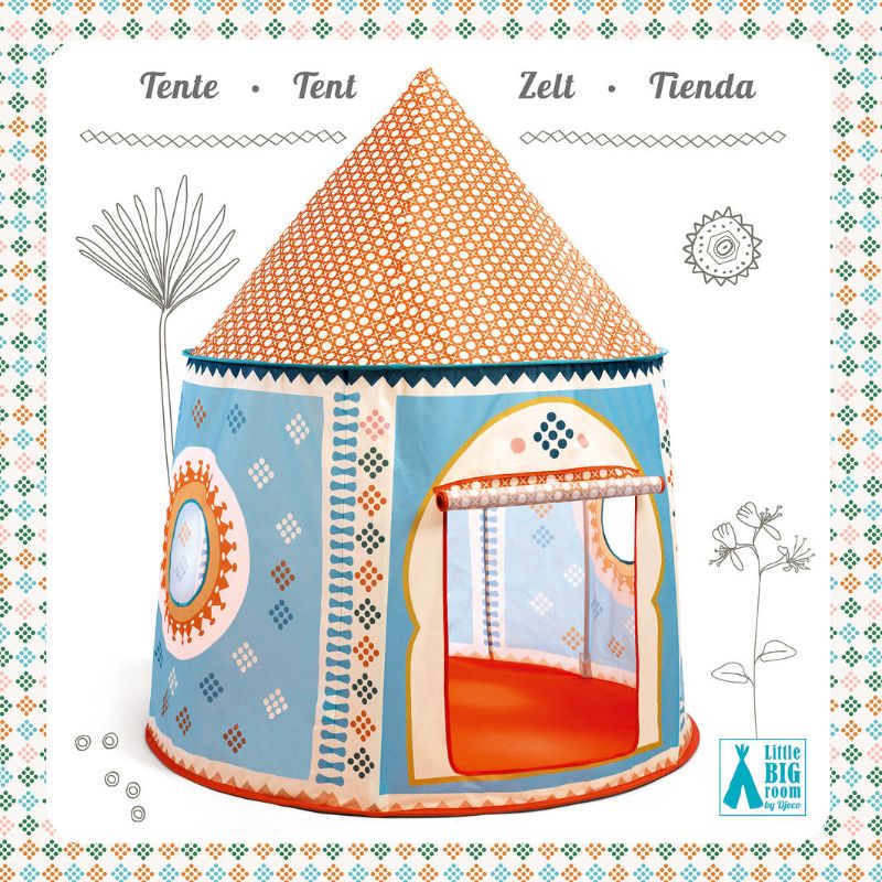 Djeco Oriental Play Tent with charming windows and door, designed for imaginative play and cozy hideaways for children.