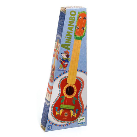 Colorful Animambo Ukulele designed for beginners, featuring lightweight, eco-friendly materials and a warm sound for all ages.