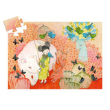 Colorful 36-piece Djeco Kokeishi puzzle featuring traditional Japanese dolls, promoting fine motor skills and cognitive development.
