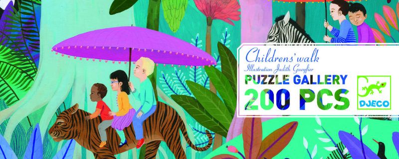 Vibrant 200-piece puzzle featuring whimsical art by Judith Gueyfier, perfect for family fun and skill development.
