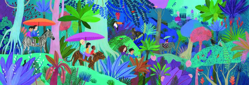 Vibrant 200-piece puzzle featuring whimsical artwork by Judith Gueyfier, perfect for family fun and skill development.