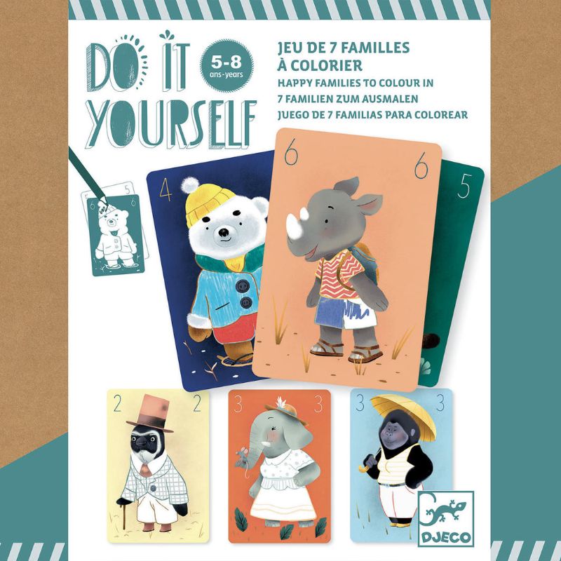 Children's DIY card game by Djeco for creating whimsical creatures, enhancing creativity and social interaction.