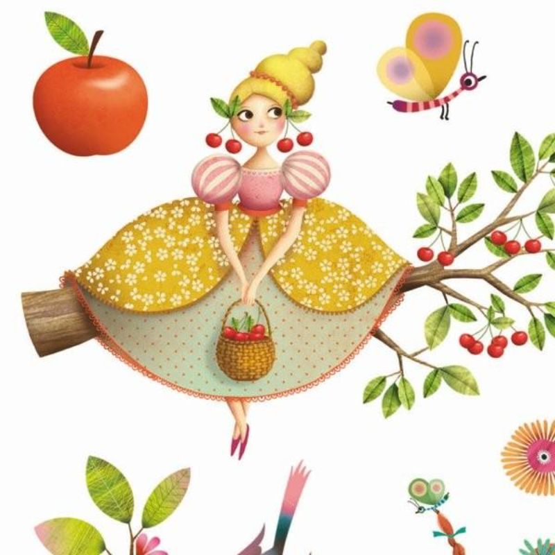 Colorful stickers featuring princesses, tea sets, and woodland creatures for creative decoration and crafts.