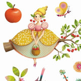 Colorful stickers featuring princesses, tea sets, and woodland creatures for creative decoration and crafts.