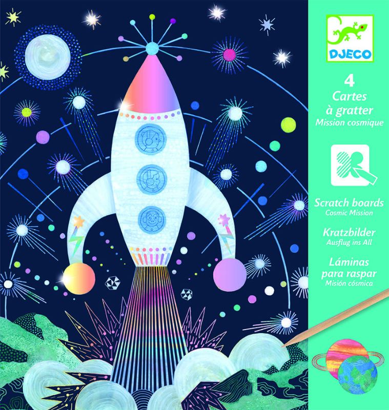 Scratch Art Kit - Cosmic Mission Scratch Cards - Djeco