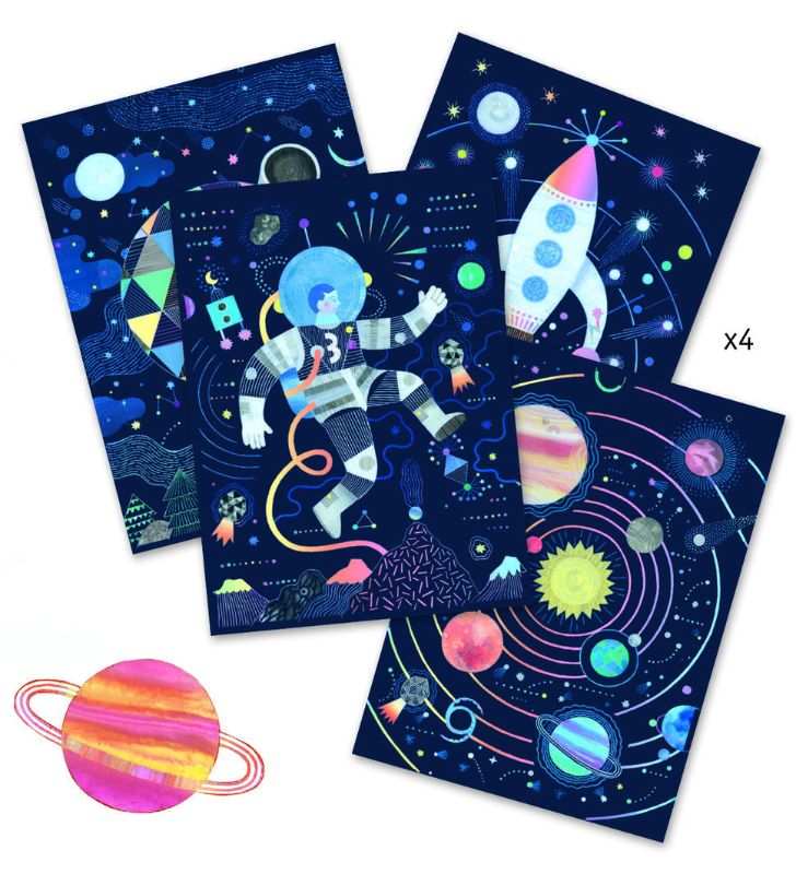 Scratch Art Kit - Cosmic Mission Scratch Cards - Djeco