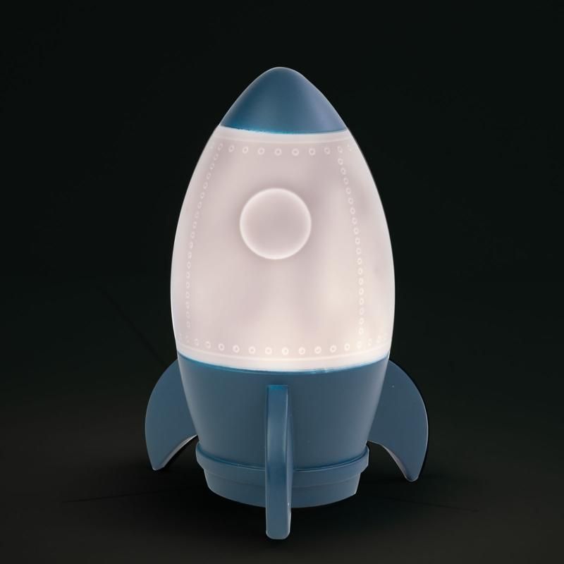 Rocket-shaped night light providing a soft glow, perfect for easing children's nighttime fears and enhancing bedtime routines.