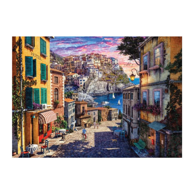 1500-piece jigsaw puzzle featuring a vibrant Italian sunset landscape for a relaxing and engaging experience.