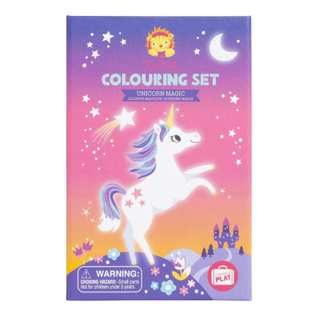 Colouring Set - Unicorn Magic by Tiger Tribe: 48 illustrated pages, 10 markers, 5 sticker sheets in a portable, compact box for kids.