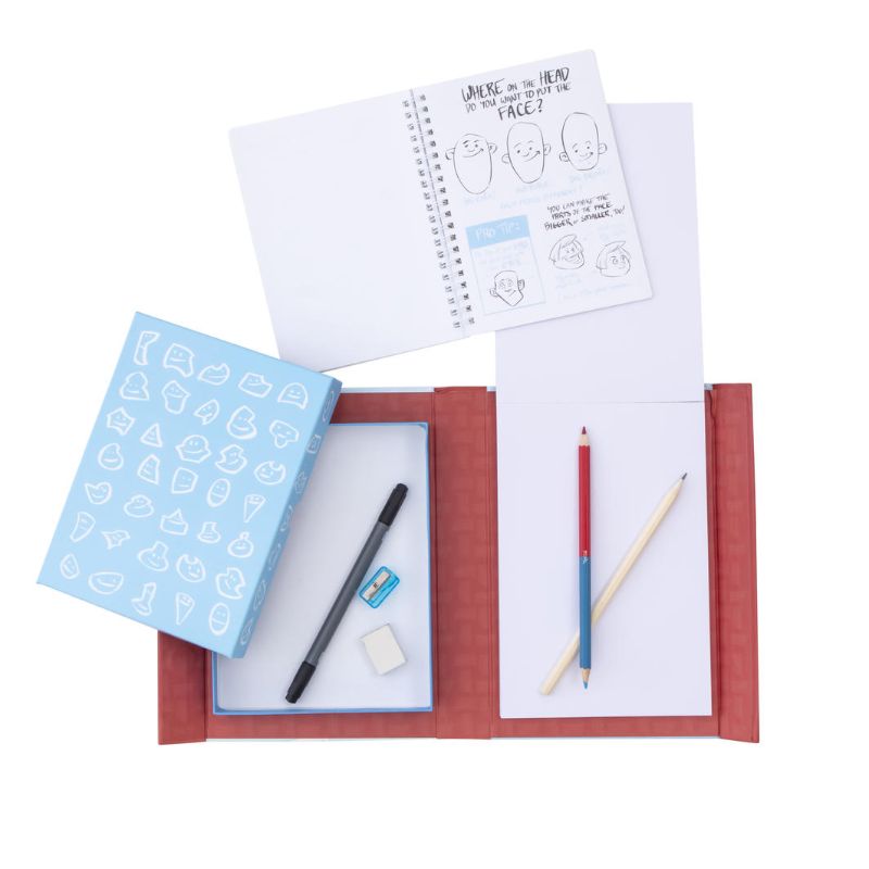 Art set for kids featuring a 40-page pad, dual-tip pen, and drawing guide to master figure drawing and creativity.