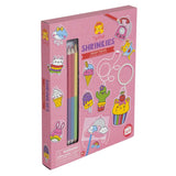 Activity Set featuring colorful Shrinkies Sweet Treats, designed for creating charming shrink art key rings and jewelry for kids.