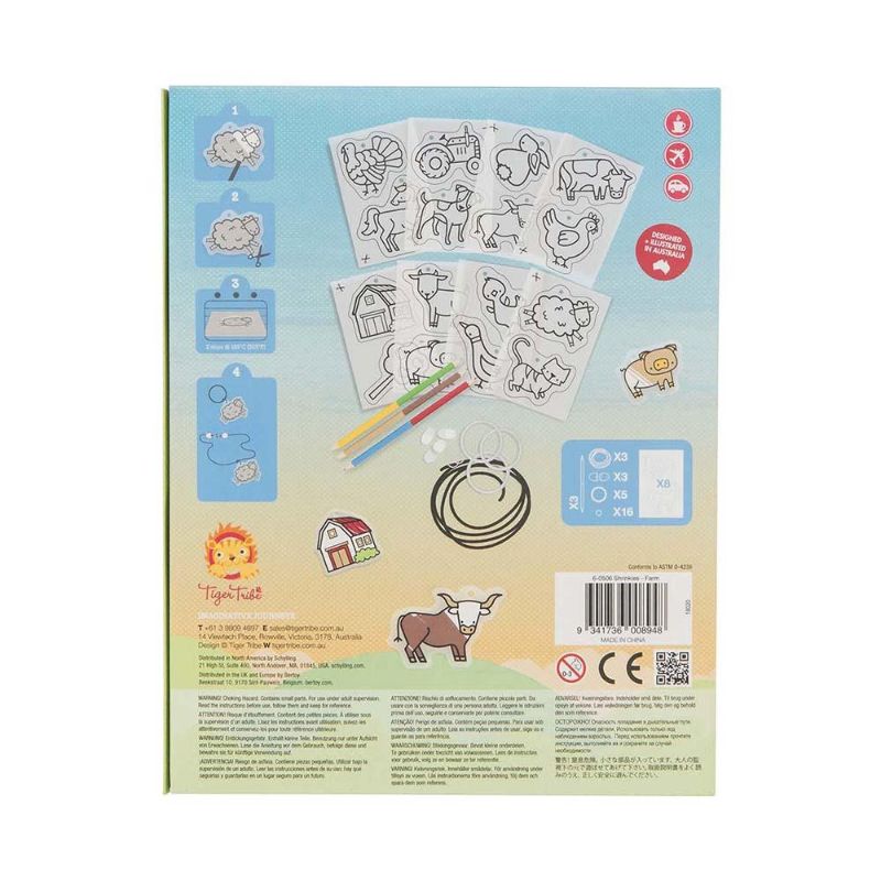 Shrinkies Set - Farm from Tiger Tribe: a DIY kit for kids to create colorful farm animal charms from shrink plastic.